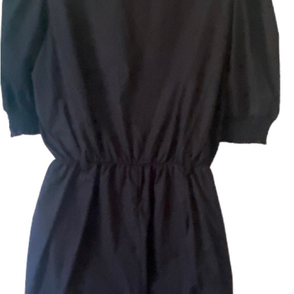 Justfab Women’s Romper Shorts XL Black Button Down V-Neck Elastic Waist Puff Slv - Picture 7 of 11